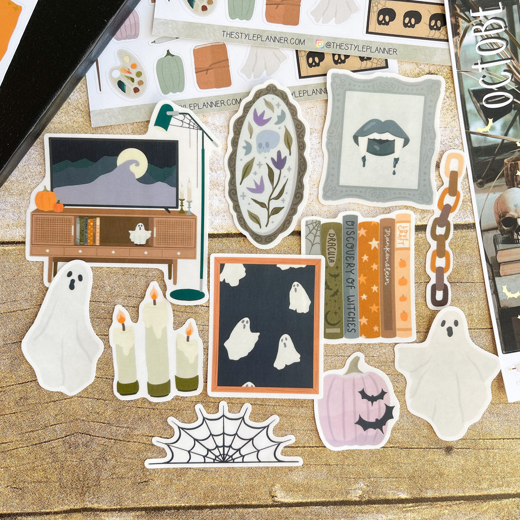 Ghostly Die Cut Stickers Set | Clear Matte