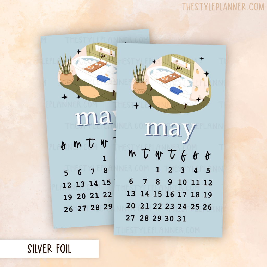 May Monthly Overview Sticker With Silver Foil