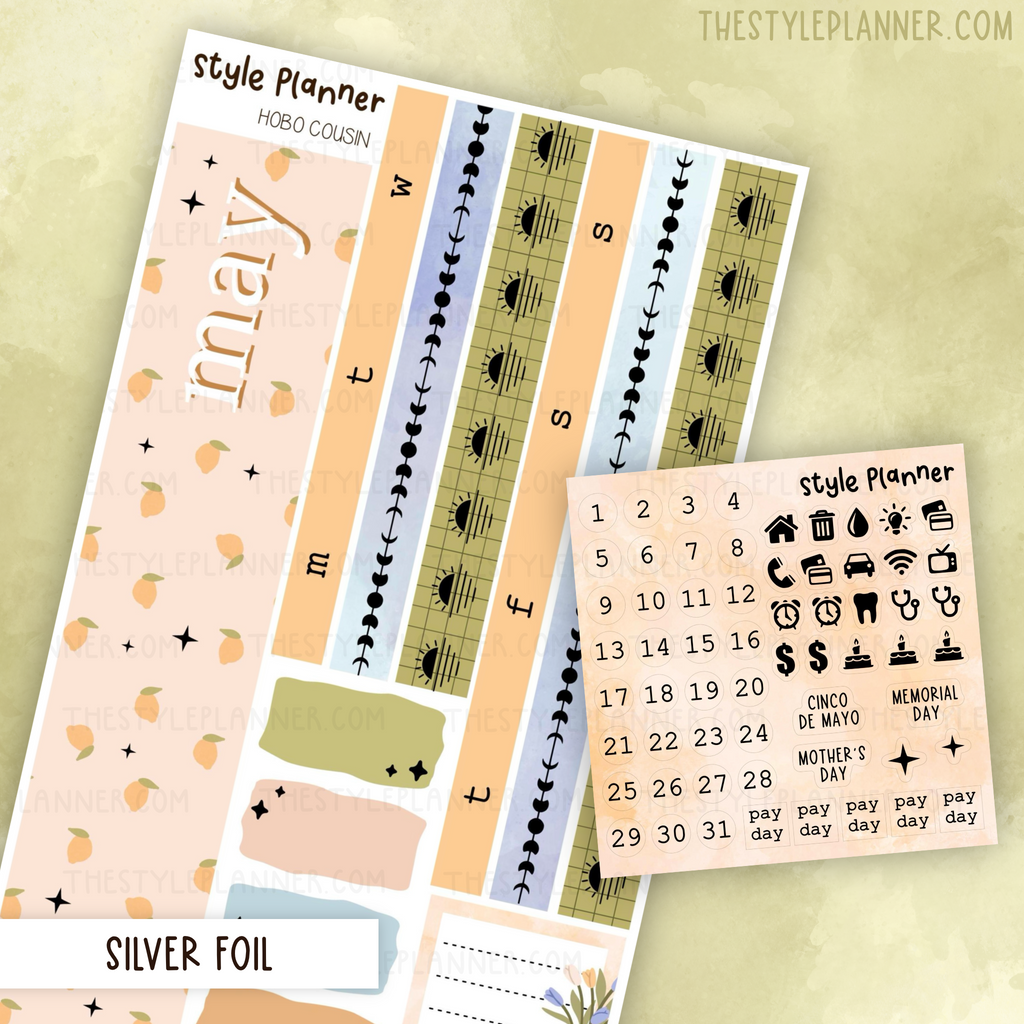 MAY Monthly Sticker Kit With Silver Foil
