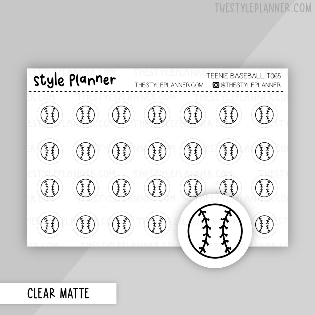 Teenie Baseball Stickers | Clear Matte