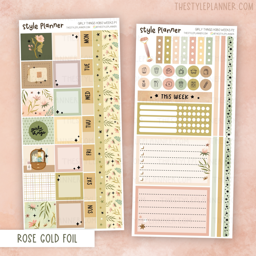 Girly Things Hobo Weeks Weekly Kit With Rose Gold Foil