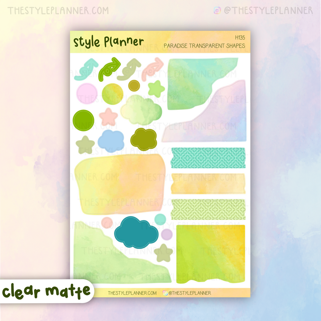 Paradise Transparent Shapes Stickers | Clear Matte