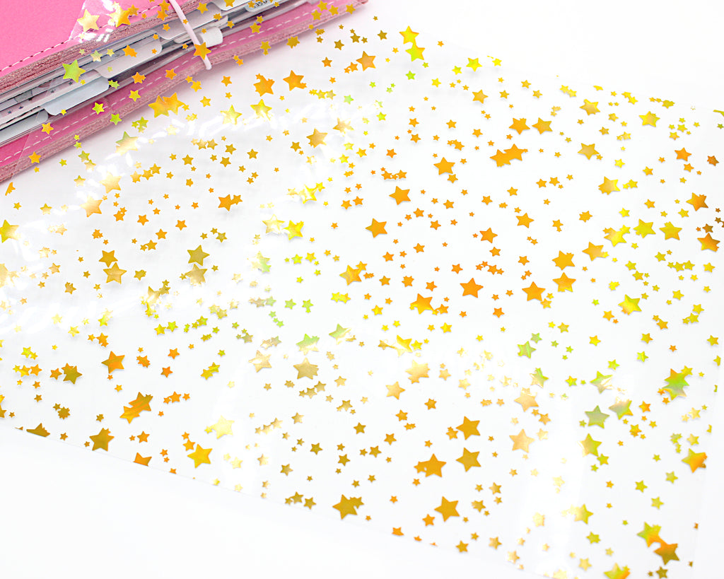 Stars Gold Holo Clear Acetate Paper