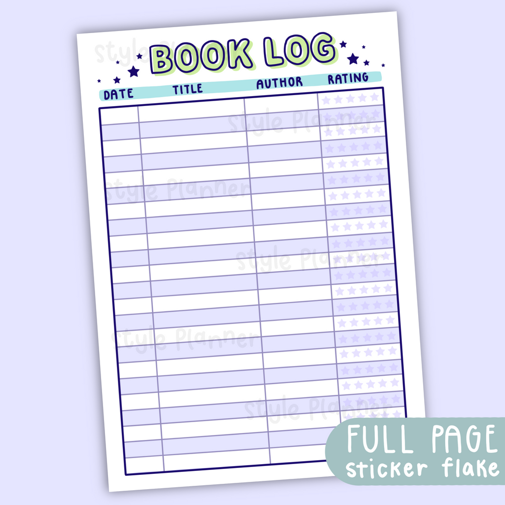 Book Log Pastel Sticker Flake (Full Page Sticker)