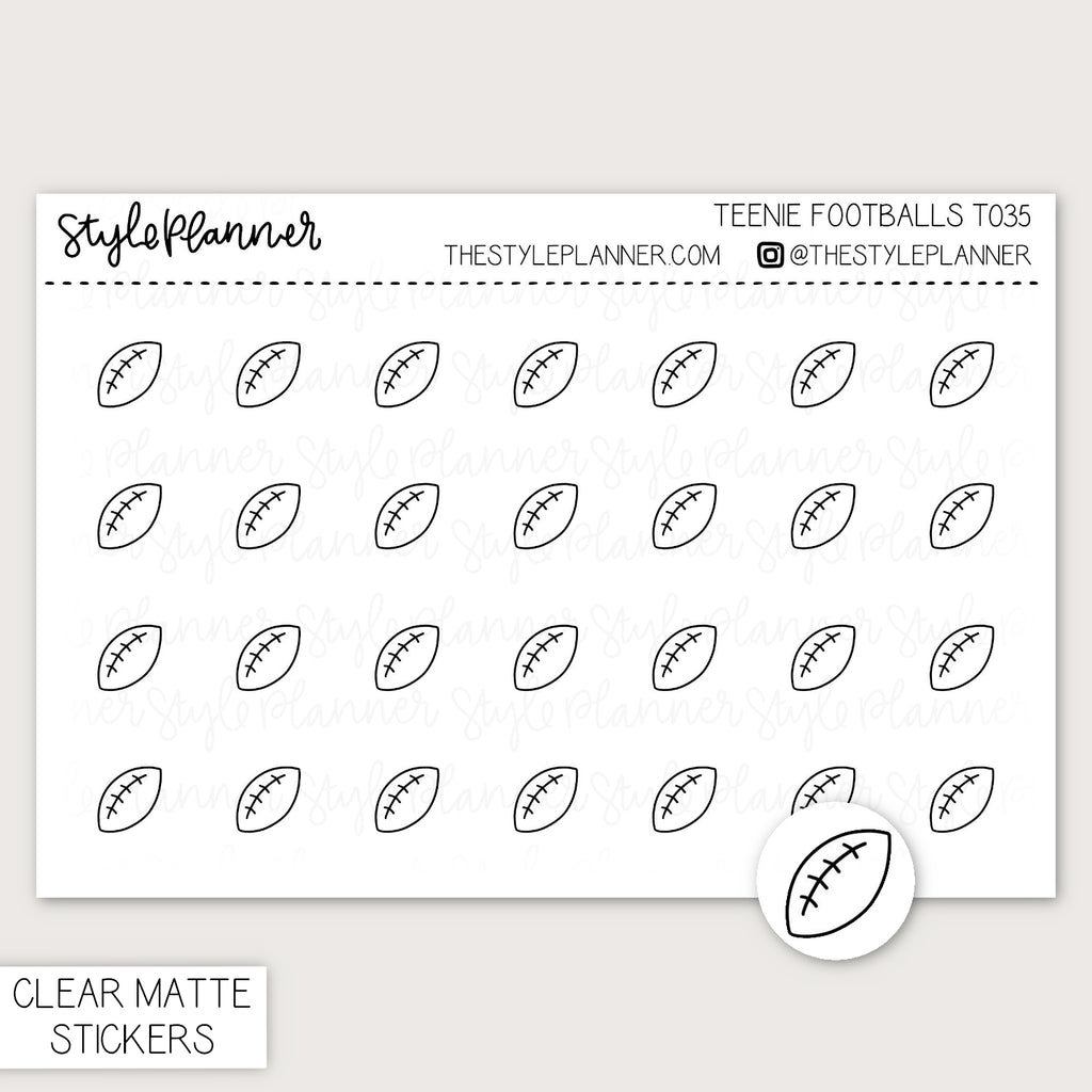Teenie Footballs | Minimal Clear Matte Stickers