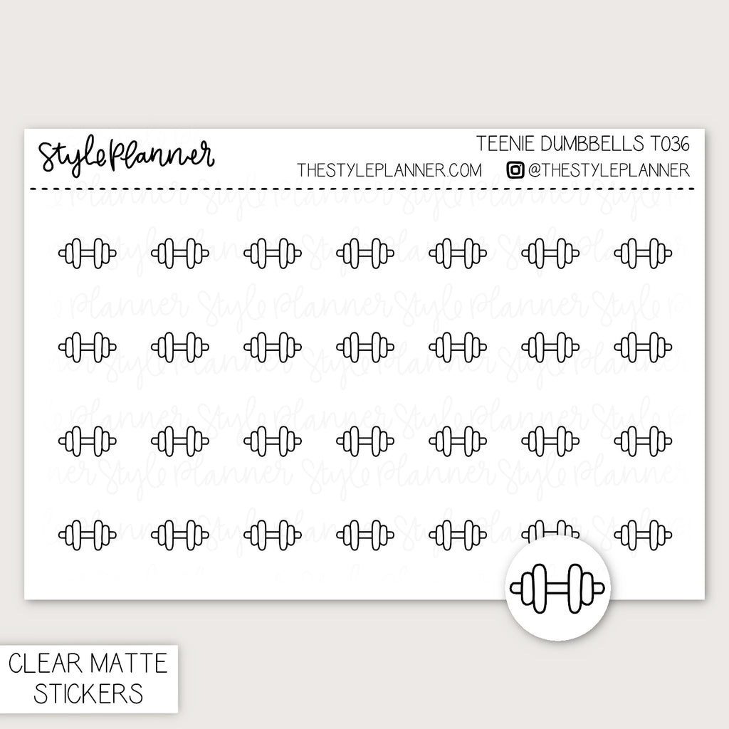 Teenie Dumbbells | Minimal Clear Matte Stickers