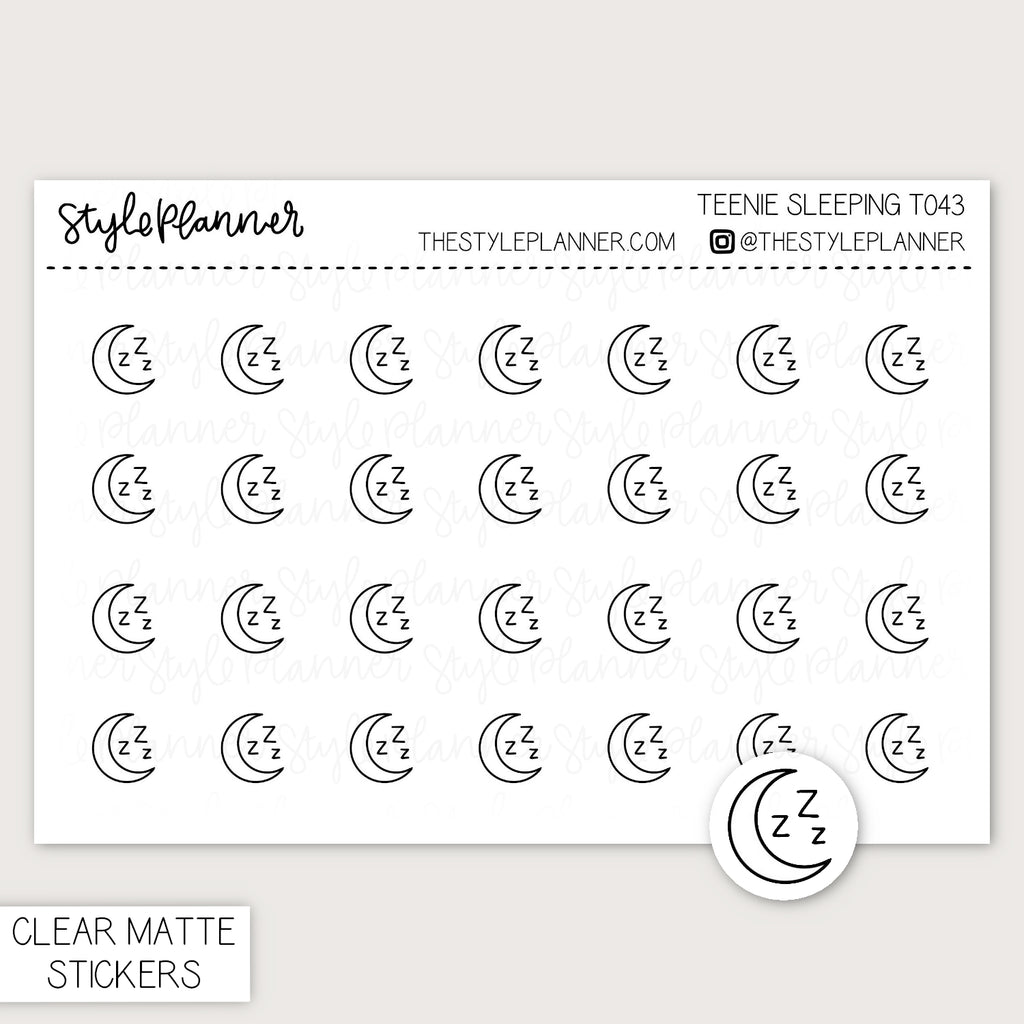 Teenie Sleeping | Minimal Clear Matte Stickers