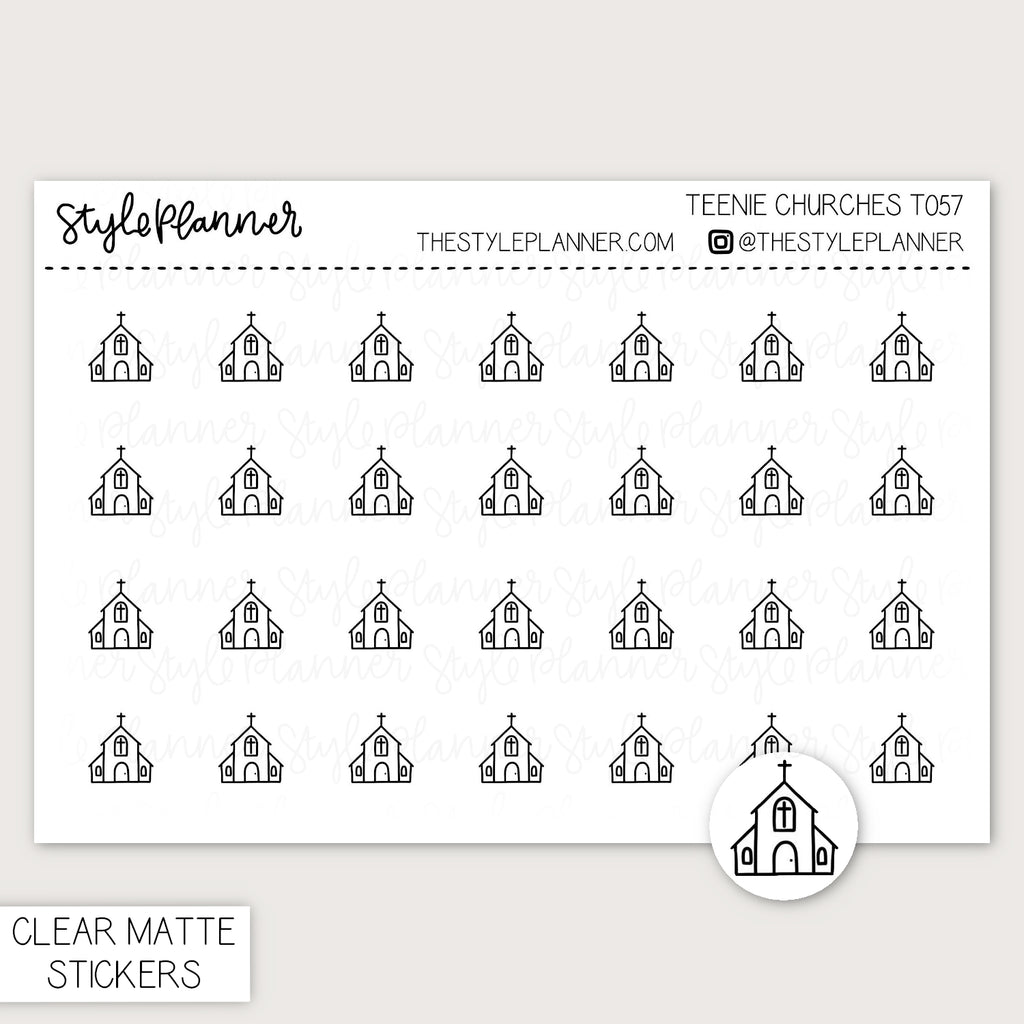 Teenie Churches | Minimal Clear Matte Stickers