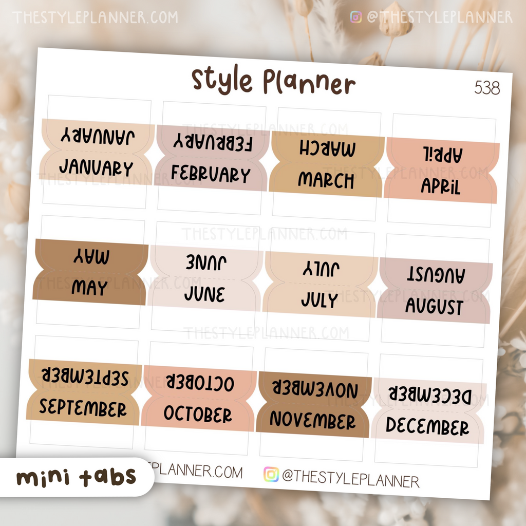 Nude Mini Monthly Tabs | Stickers