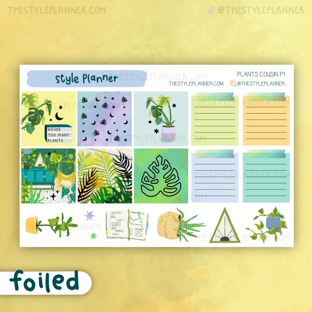 Plants Hobo Cousin Weekly Sticker Kit With Silver Foil