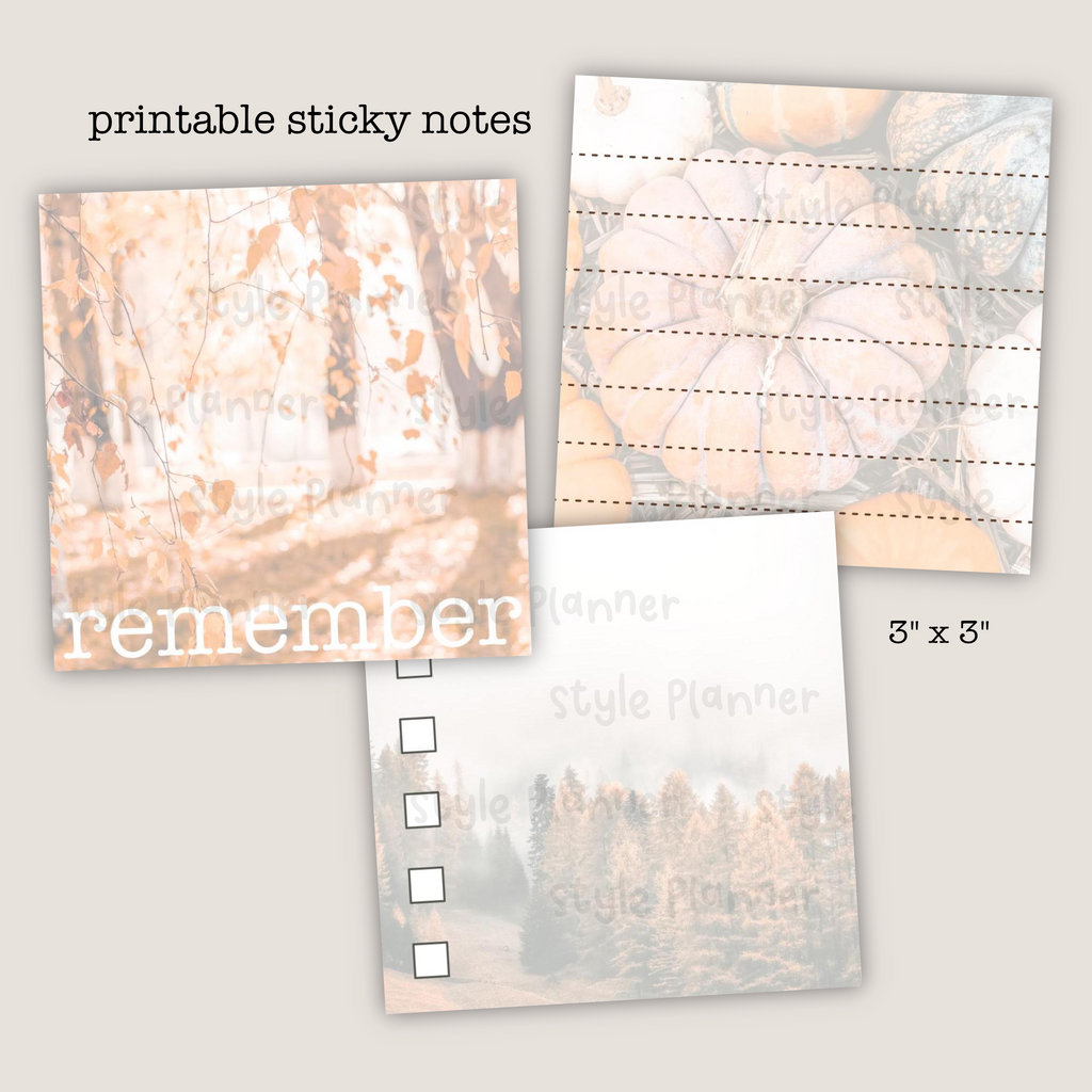 Fall Minimal Printable Sticky Notes