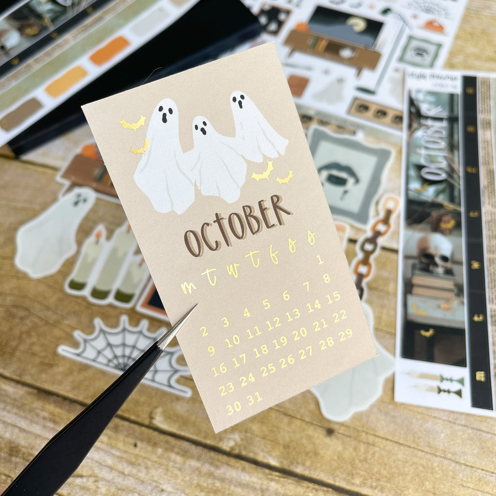 OCTOBER Monthly Overview Sticker With Soft Gold Foil