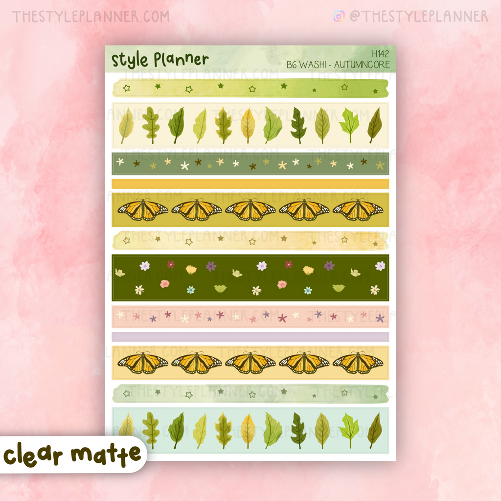 Autumncore B6 Washi Stickers | Clear Matte
