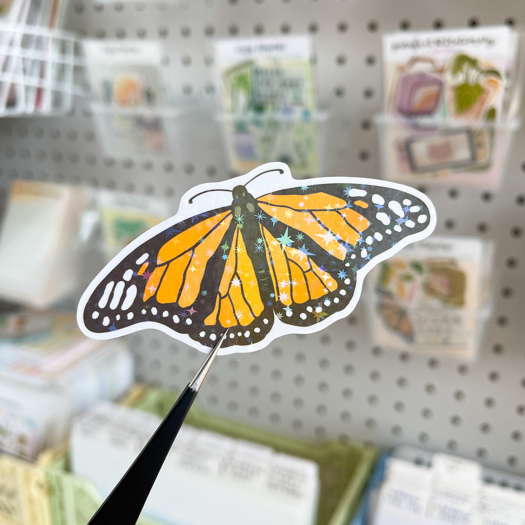 Monarch Waterproof Sticker With Glitter Overlay