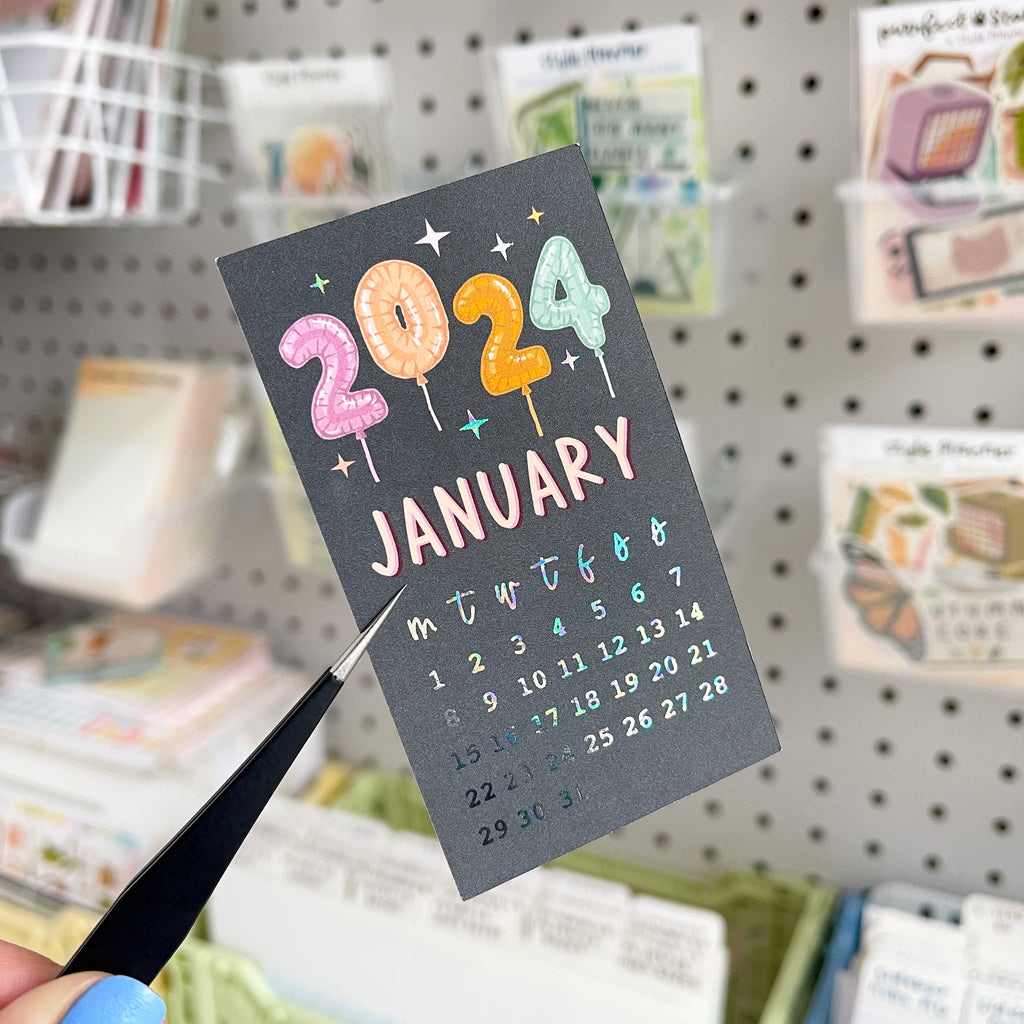 January Monthly Overview Sticker With Oil Slick Foil