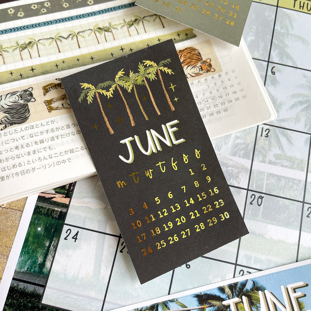 June Monthly Overview Sticker With Gold Foil