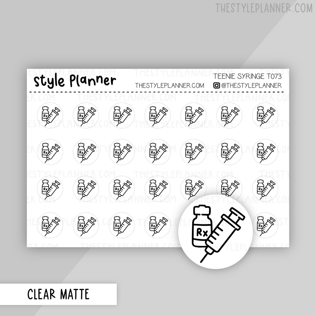 Teenie Syringe Stickers | Clear Matte