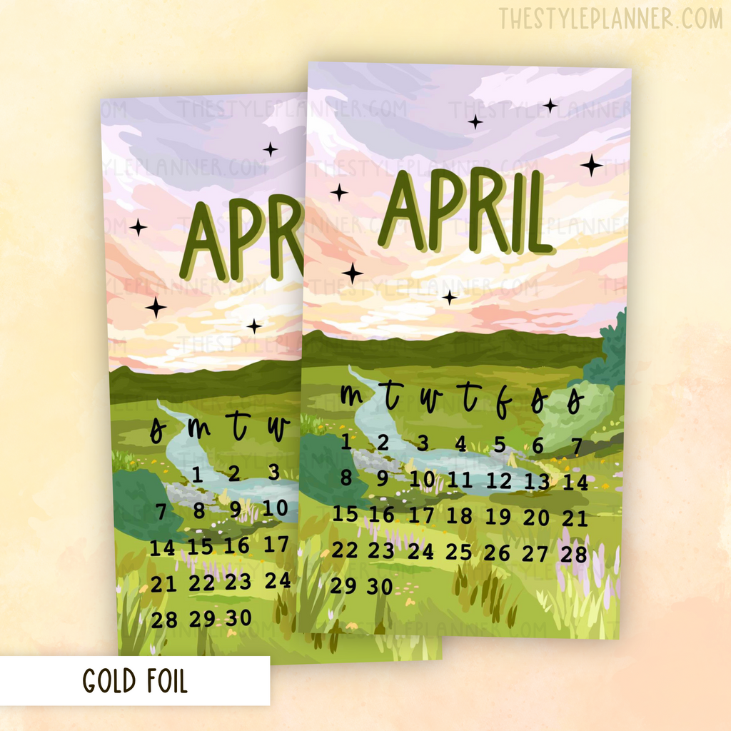 April Monthly Overview Sticker With Gold Foil