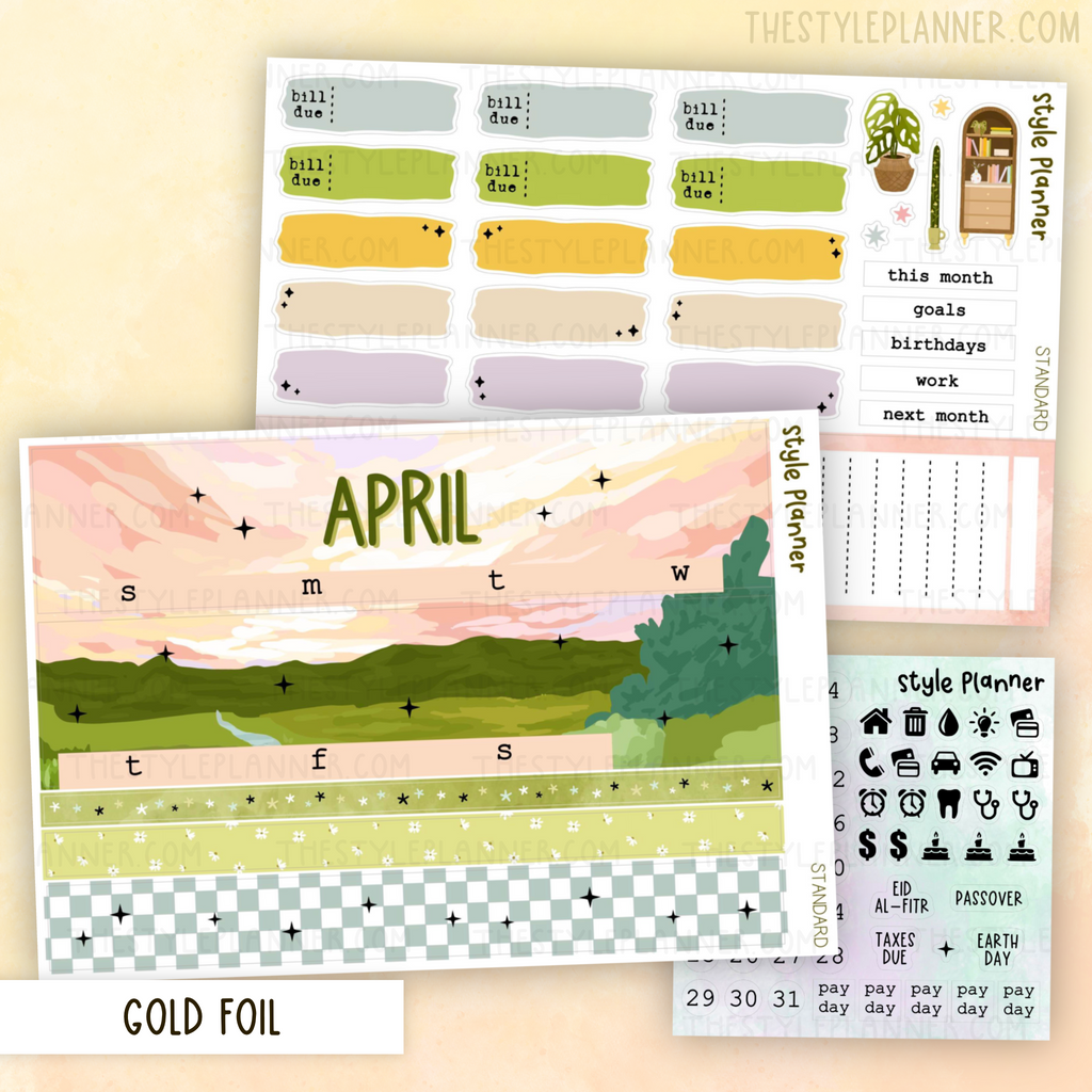 April Standard / HP Monthly Sticker Kit With Gold Foil