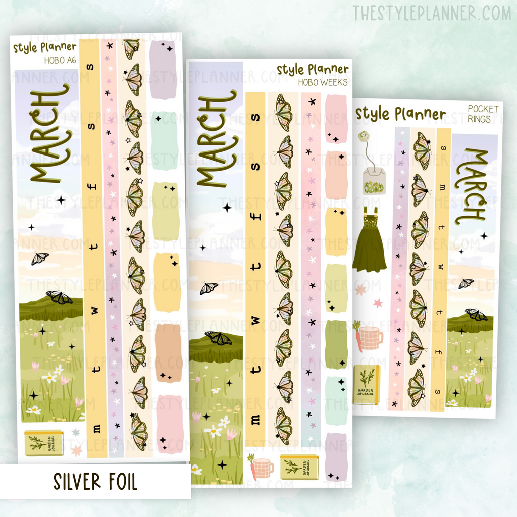 March Monthly Sticker Kit With Silver Foil