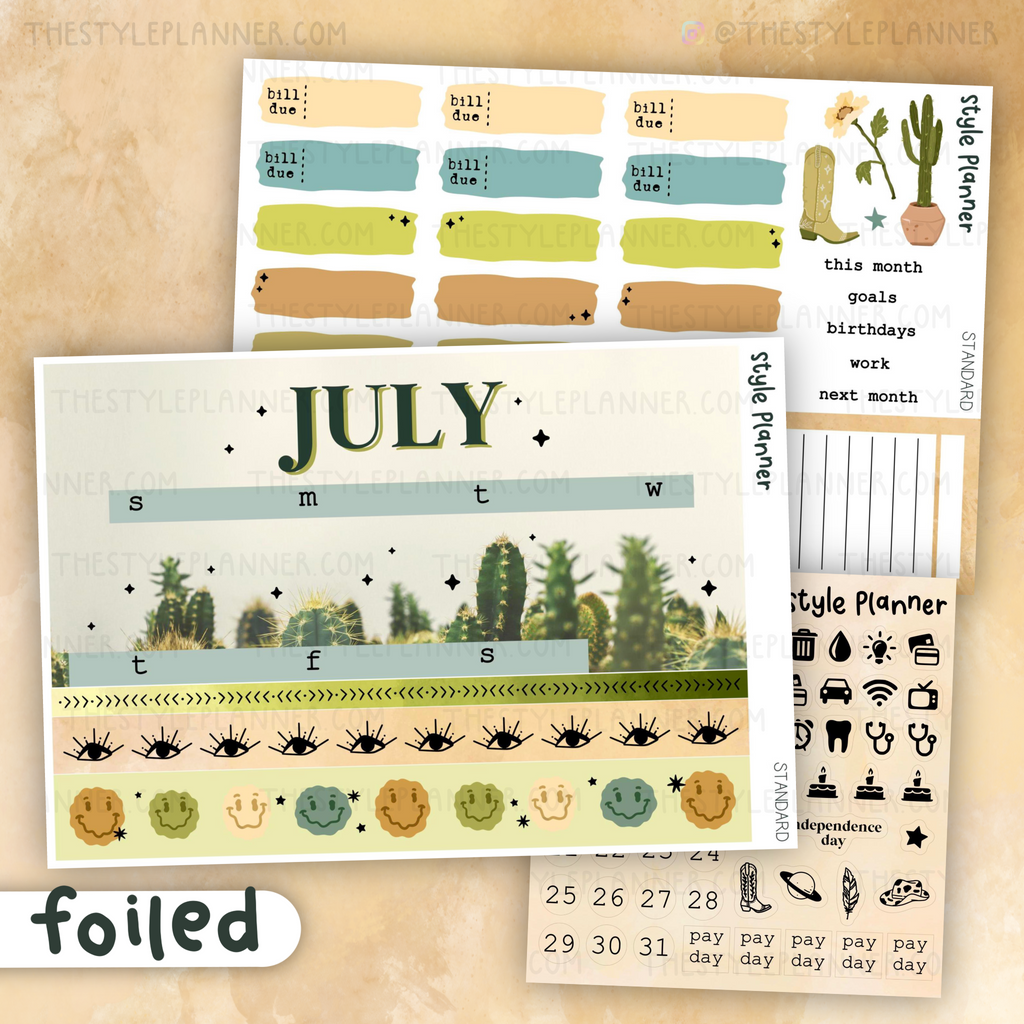 JULY Standard (EC) / Happy Planner Monthly Kit With Soft Gold Foil
