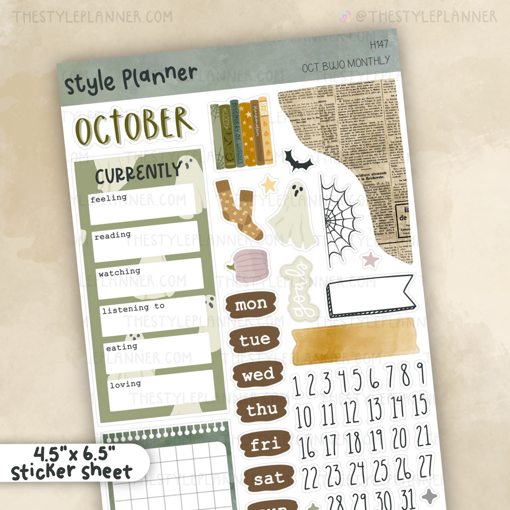 OCTOBER Bujo Monthly Stickers