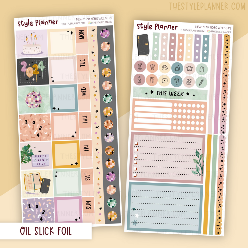 New Year Hobo Weeks Weekly Kit With Oil Slick Foil