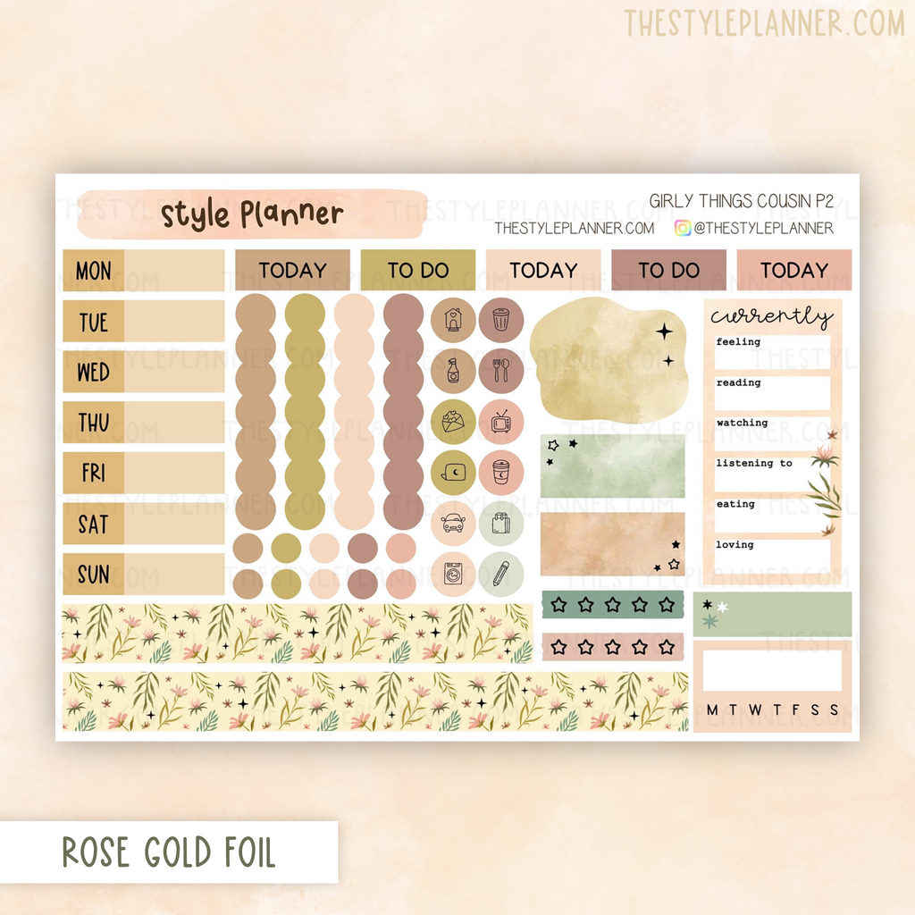 Girly Things Hobo Cousin Weekly Kit With Rose Gold Foil