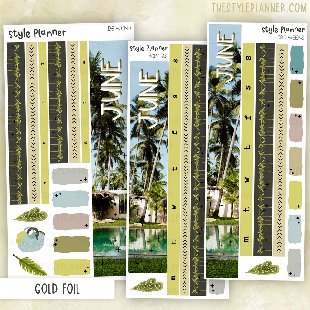 JUNE Monthly Sticker Kit With Gold Foil