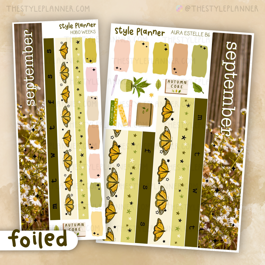 September Monthly Sticker Kit (14 Sizes) With Gold Foil