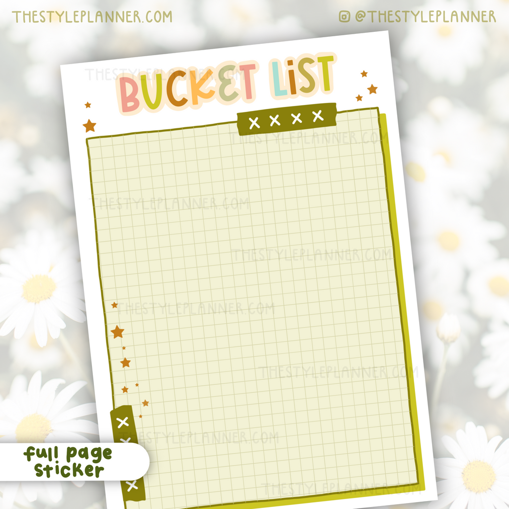 Bucket List Cottagecore Full Page Sticker