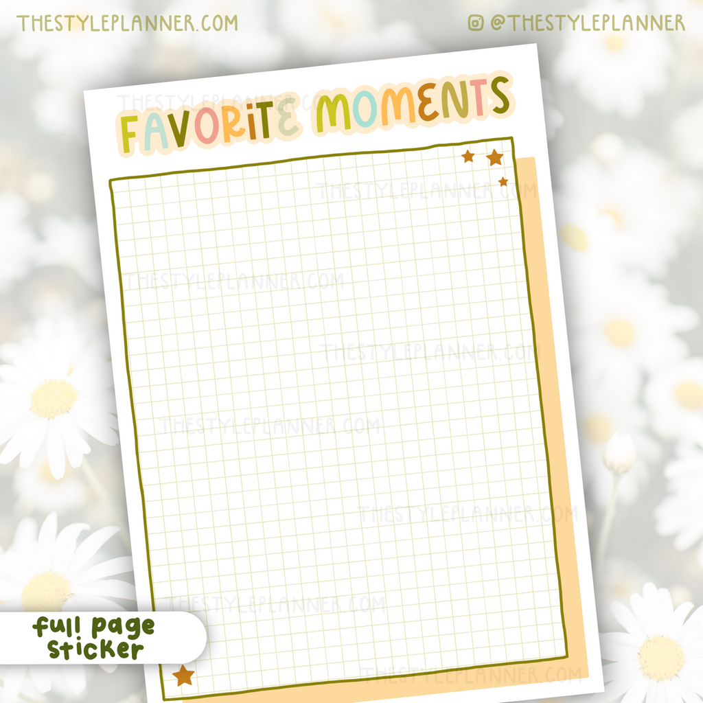 Favorite Moments Cottagecore Full Page Sticker
