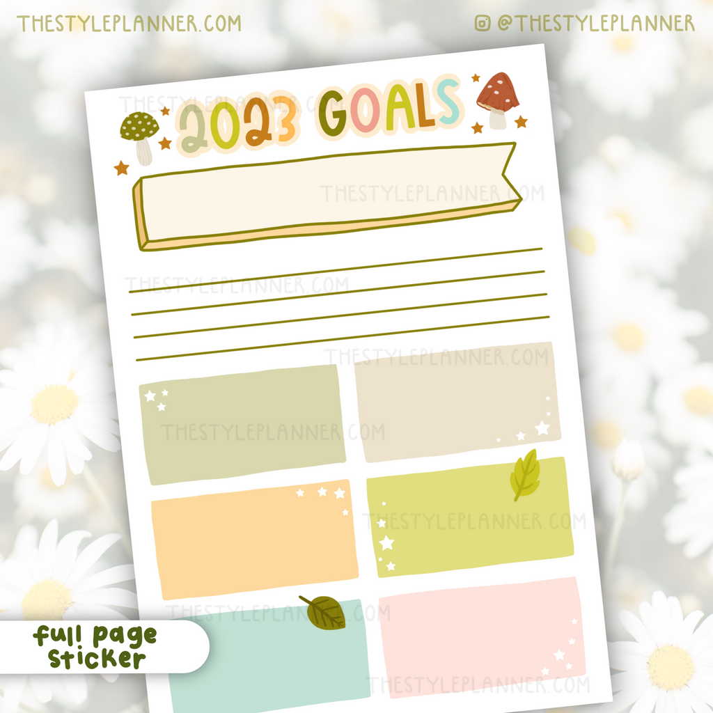 2023 Goals Cottagecore Full Page Stickers