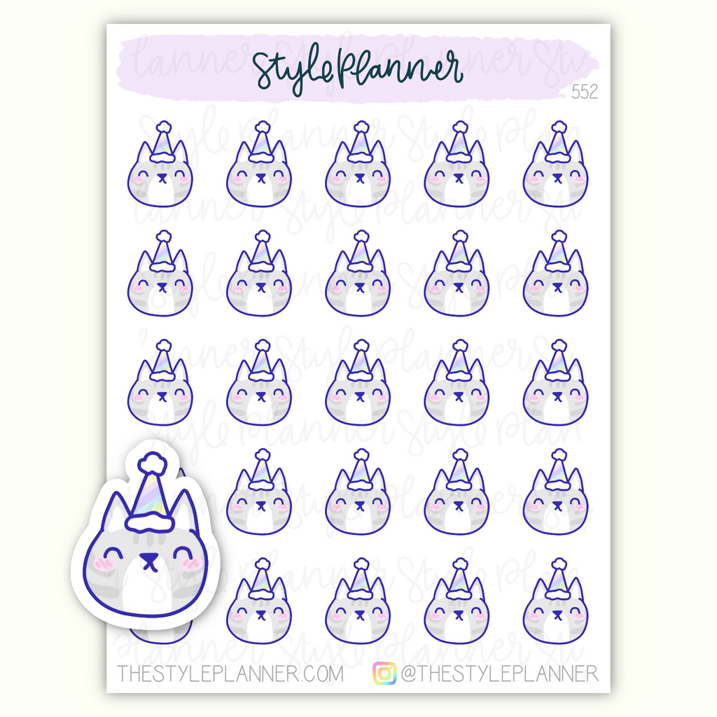 Grey Party Hat Stickers