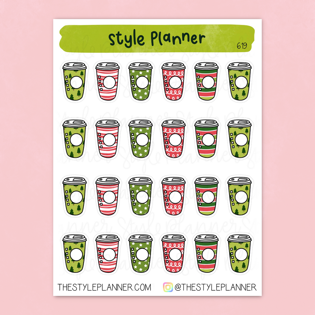 Holiday Coffee Cups Stickers