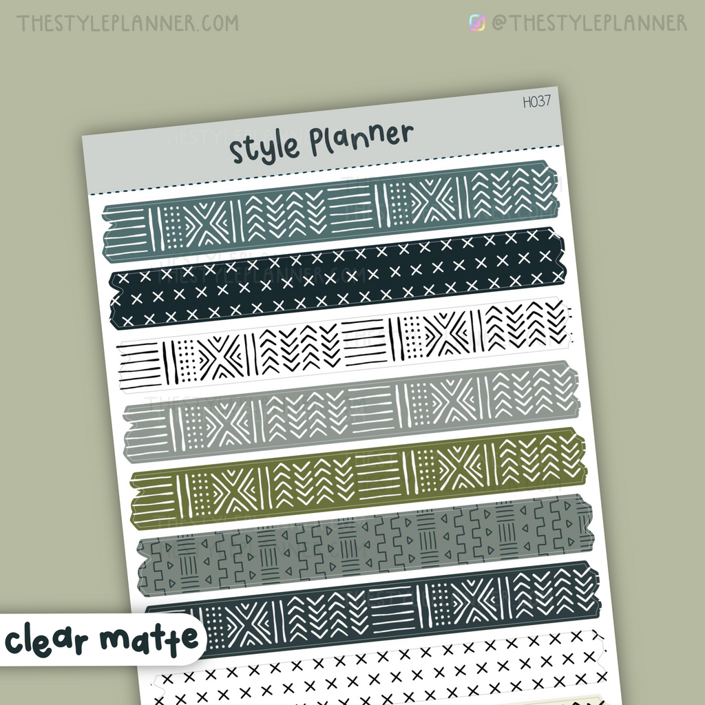 Adventure Faux Washi Strips | Clear Matte Stickers