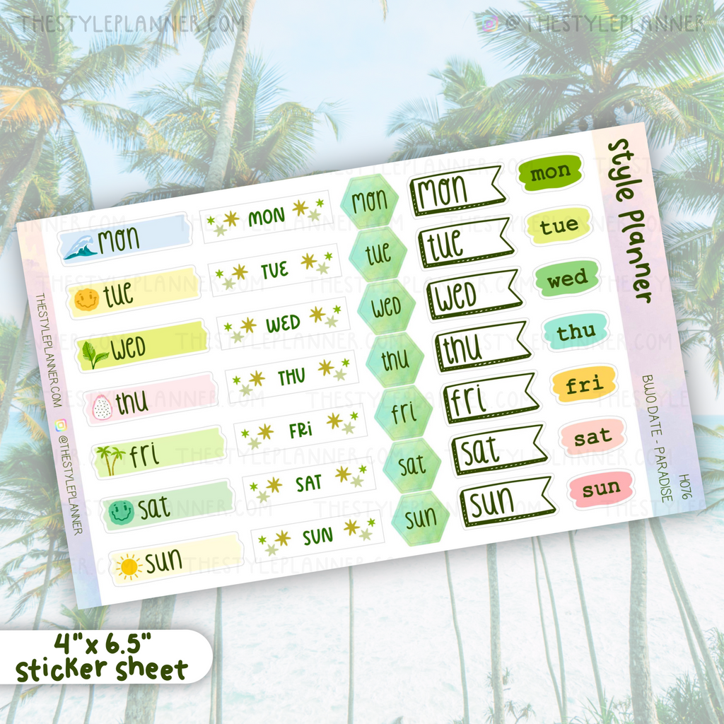 Paradise Bujo Date Cover Stickers