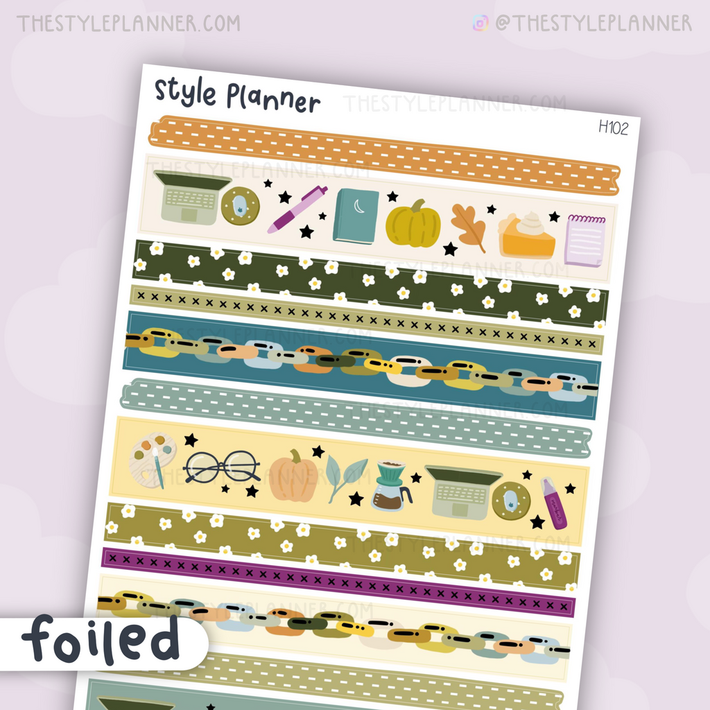 Thankful B6 Washi Strip Stickers With Gold Foil