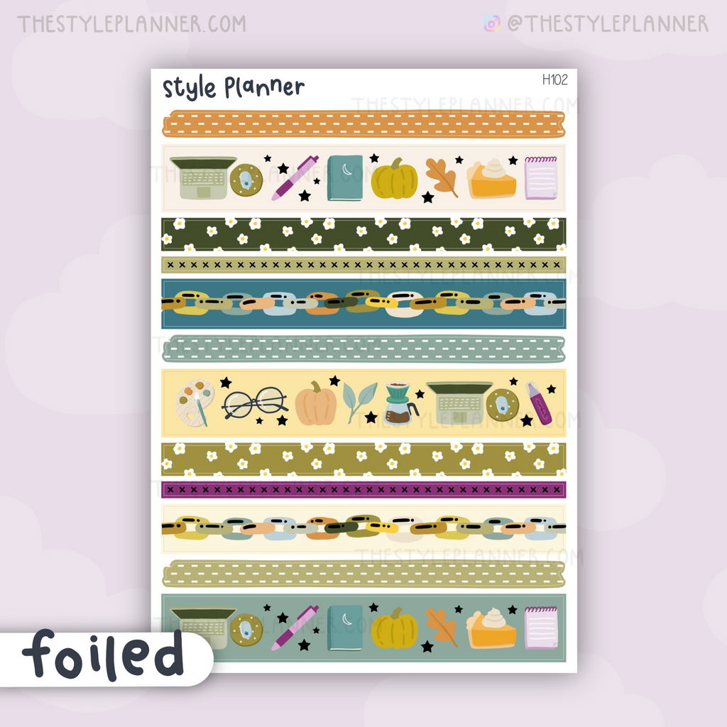 Thankful B6 Washi Strip Stickers With Gold Foil