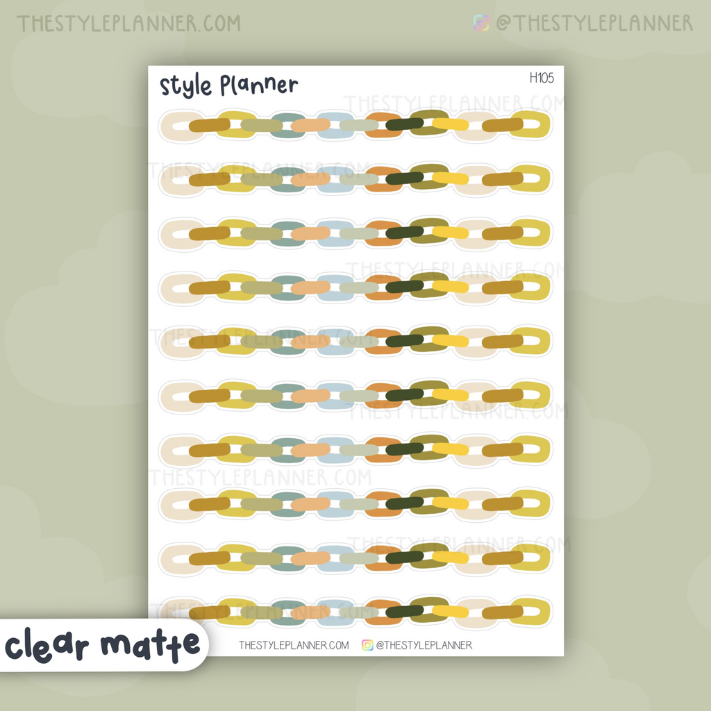 Neutral Chain Strip Stickers | Clear Matte