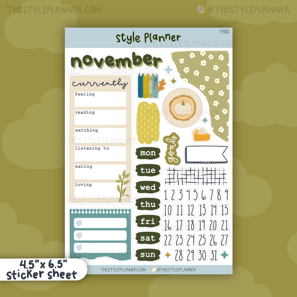 November Bujo Monthly Sticker Kit (2022)