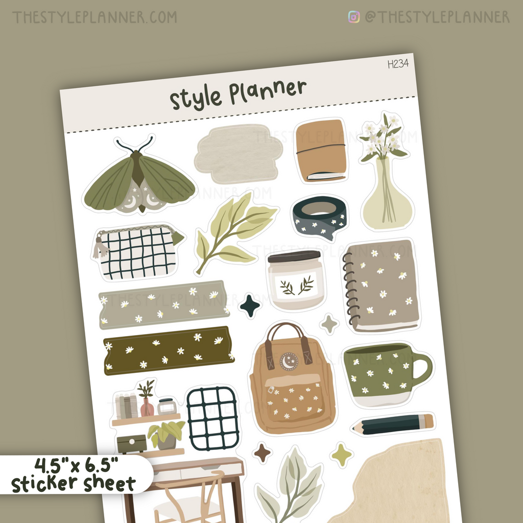 Sticker Sheet Cottagecore Stationery Journal Stickers, Planner