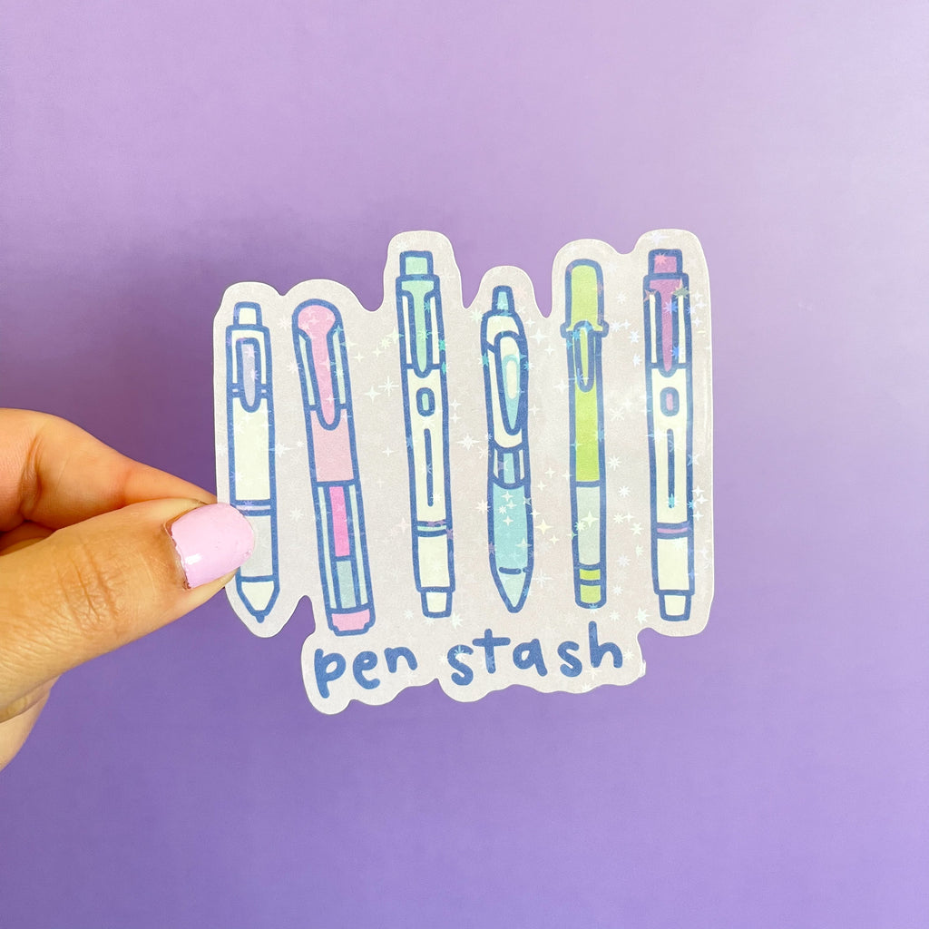 Pen Stash Sticker Die Cut With Glitter Overlay