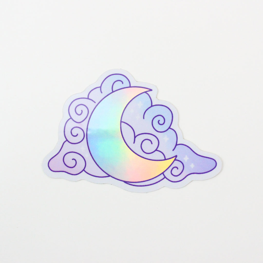 Swirly Moon Holographic Vinyl Sticker