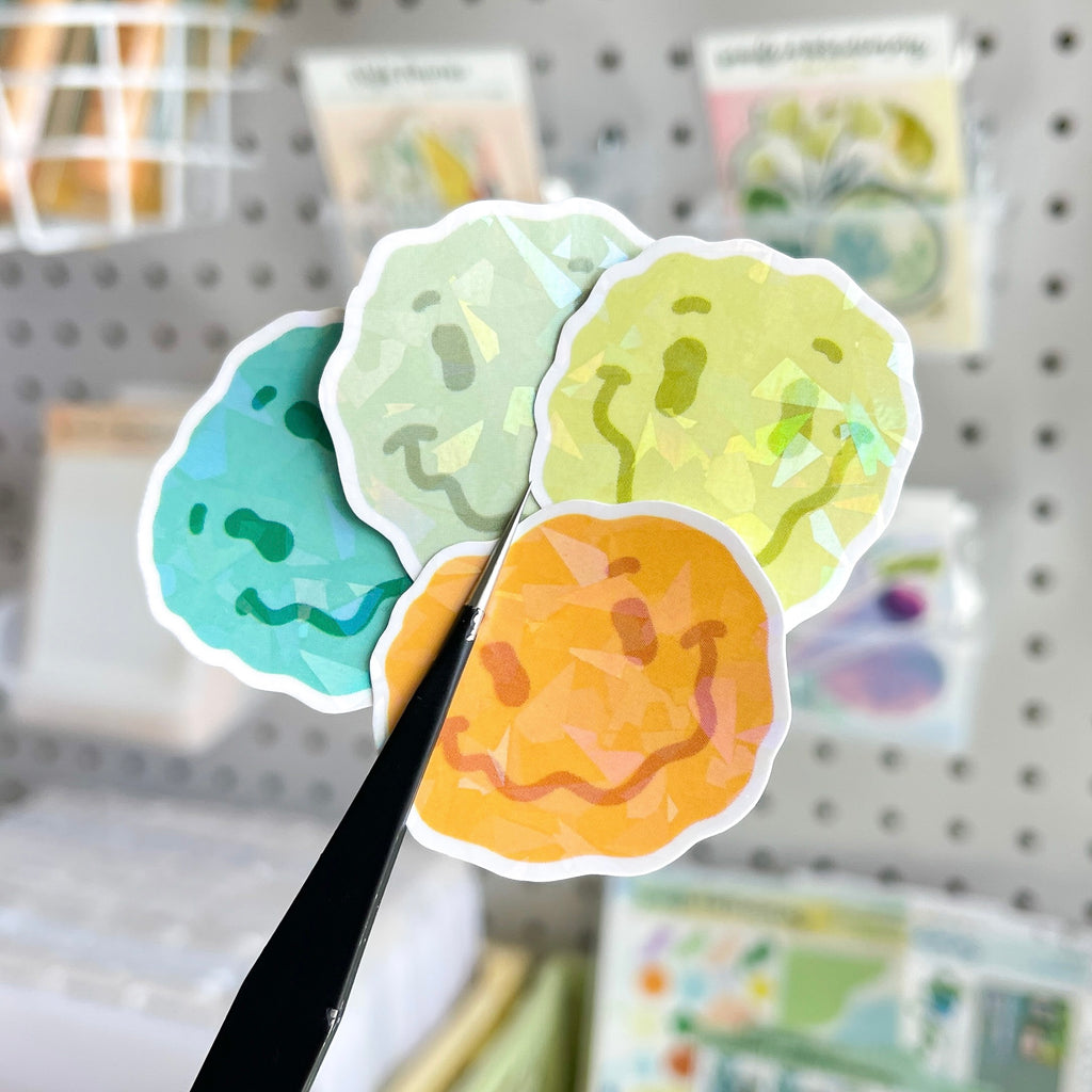 Smiley Waterproof Sticker With Gem Overlay