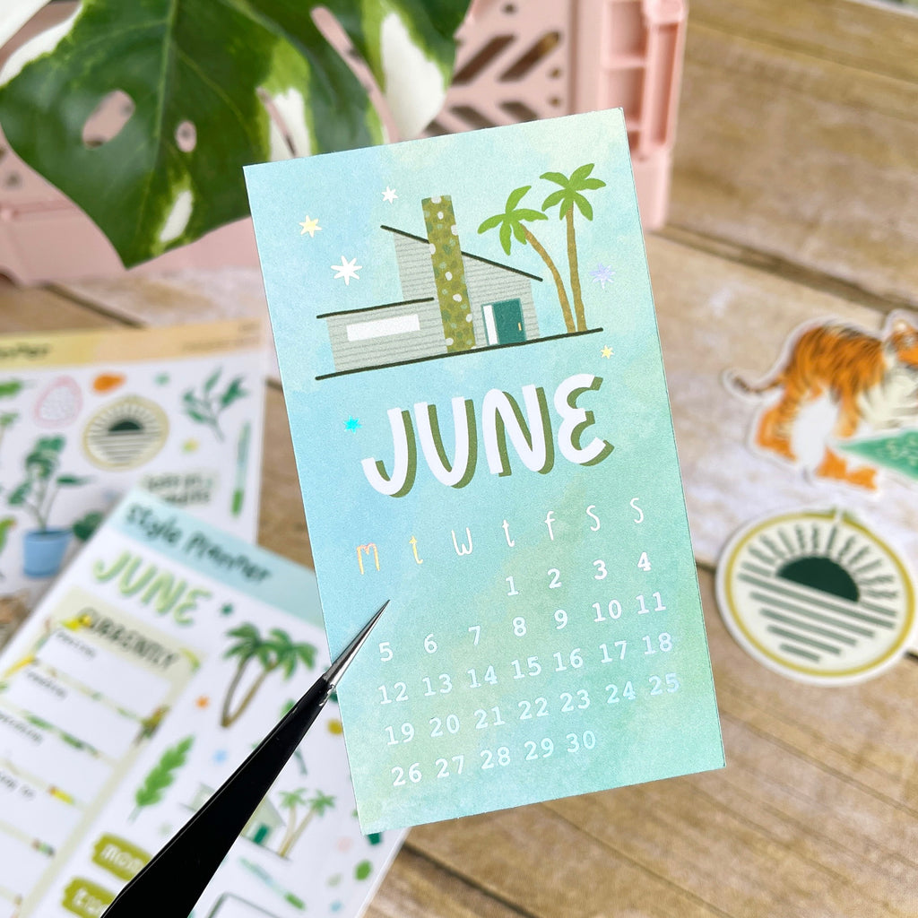 JUNE Monthly Overview Sticker With Holo Foil