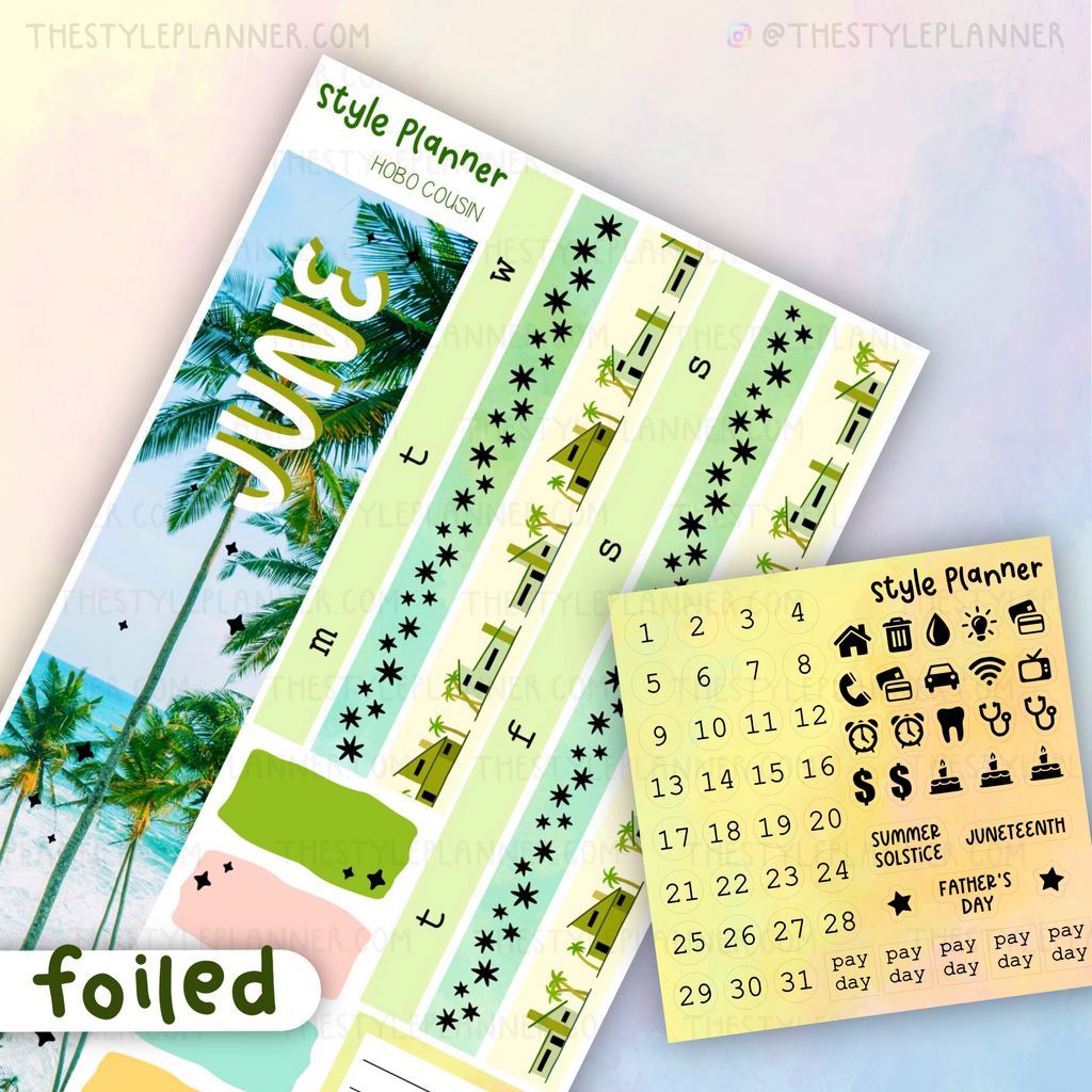 JUNE Monthly Sticker Kit (14 Sizes) With Holo Foil