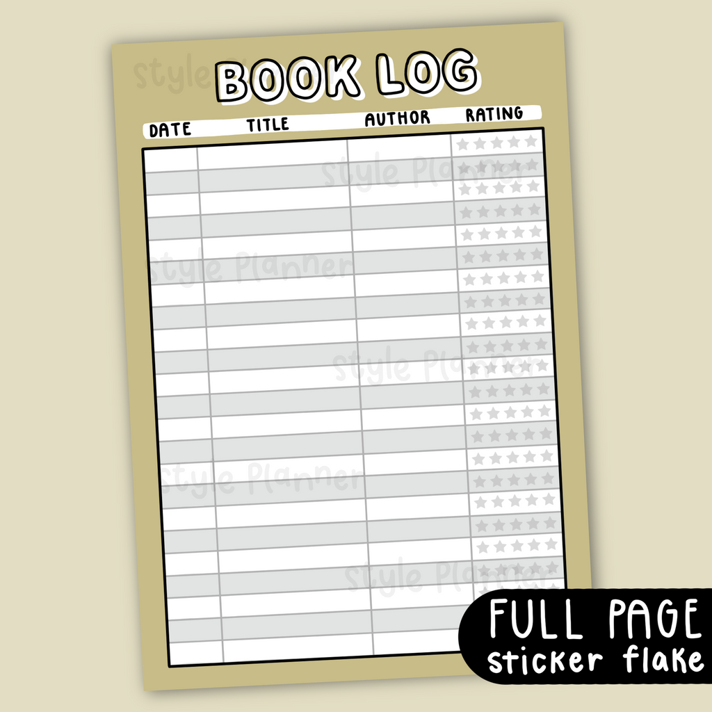 Book Log Neutral Sticker Flake (Full Page Sticker)