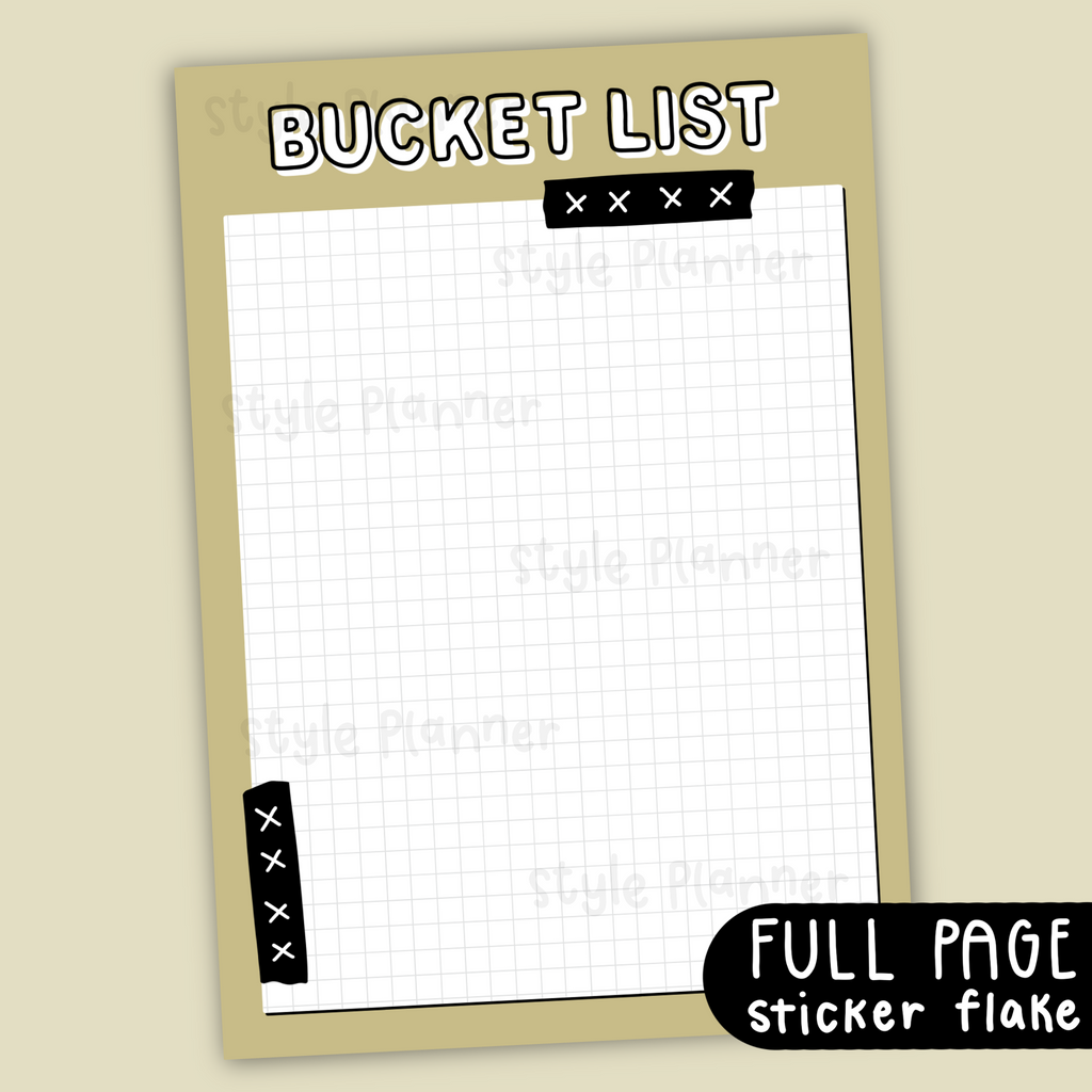 Bucket List Neutral Sticker Flake (Full Page Sticker)
