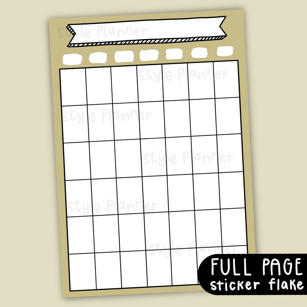 Month On One Page Neutral Sticker Flake (Full Page Sticker)